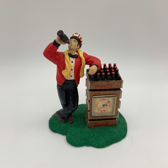Vintage 1999 Coca-Cola Retro Delivery Man Old Fashioned Clock Figurine - Picture 1 of 13